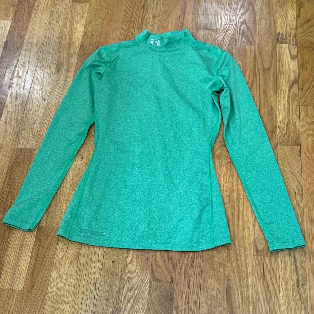 Under Armour ColdGear Womens Small Fitted Mock Neck Long Sleeve Heather Green